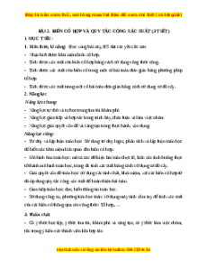 Giáo án Biến cố hợp và quy tắc cộng xác suất Toán 11 Chân trời sáng tạo