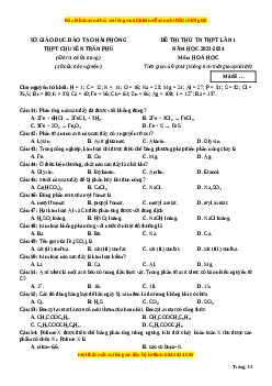 Đề thi thử tốt nghiệp Hóa học trường THPT Chuyên Trần Phú - Hải Phòng lần 1 năm 2024