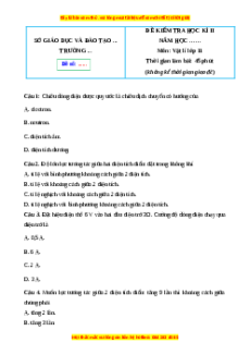 Đề thi cuối kì 2 Vật lí 11 Chân trời sáng tạo (Đề 1)