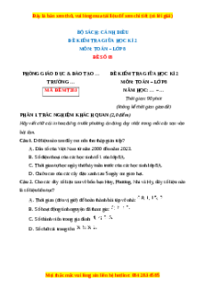 Đề thi giữa kì 2 Toán 8 Cánh diều (Đề 8)