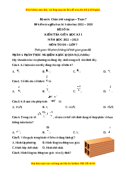 Đề thi giữa học kì 1 Toán 7 Chân trời sáng tạo có đáp án (Đề 4)
