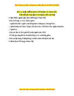 Lý thuyết Địa lý 7 Chân trời sáng tạo Bài 17: Đặc điểm dân cư Trung và Nam Mỹ, văn đề đô thị hoá, văn hoá Mỹ Latinh