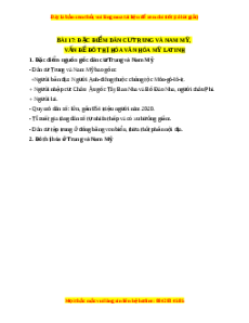 Lý thuyết Địa lý 7 Chân trời sáng tạo Bài 17: Đặc điểm dân cư Trung và Nam Mỹ, văn đề đô thị hoá, văn hoá Mỹ Latinh