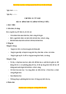 Giáo án Hình thoi và hình vuông Toán 8 Kết nối tri thức