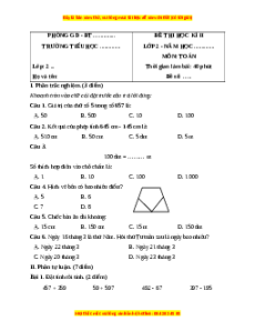 Đề thi cuối kì 2 Toán lớp 2 Cánh diều (Đề 10)