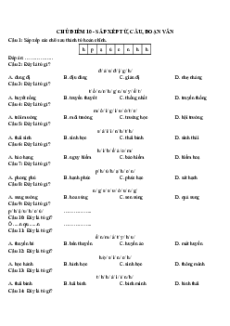 Câu hỏi ôn thi Trạng Nguyên Tiếng Việt lớp 5 Chủ điểm 10: Sắp xếp từ, câu, đoạn văn