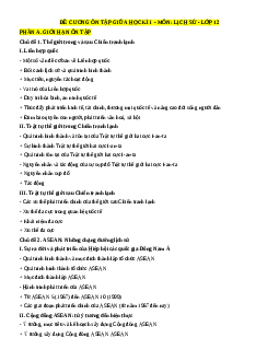 Đề cương ôn tập Giữa kì 1 Lịch sử 12 Cấu trúc mới (dùng chung cho 3 sách)