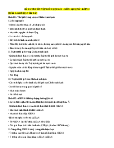 Đề cương ôn tập Giữa kì 1 Lịch sử 12 Cấu trúc mới (dùng chung cho 3 sách)