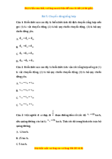 Trắc nghiệm Chuyển động tổng hợp Vật lí 10 Chân trời sáng tạo