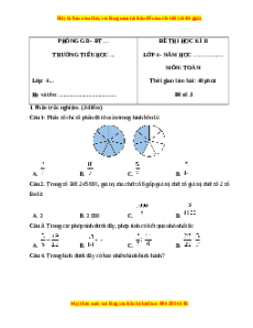 Đề thi cuối kì 2 Toán lớp 4 Kết nối tri thức (Đề 3)