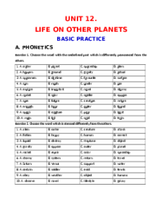 Bài tập bổ trợ nâng cao Unit 12: Life on other planets Tiếng Anh 8 Global success