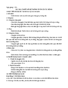 Giáo án Bài 20 Công nghệ 8 Kết nối tri thức: Dự án: Thiết kế hệ thống tưới cây tự động