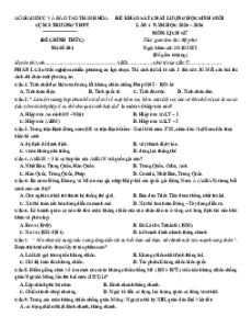Đề thi HSG Lịch Sử 12 năm 2025-2026 (có đáp án)