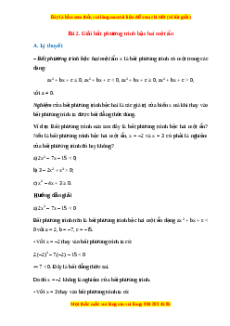 Lý thuyết Toán 10 Chân trời sáng tạo Bài 2: Giải bất phương trình bậc hai một ẩn