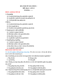 Đề cương ôn tập Cuối kì 1 Địa lí 9 Cánh diều