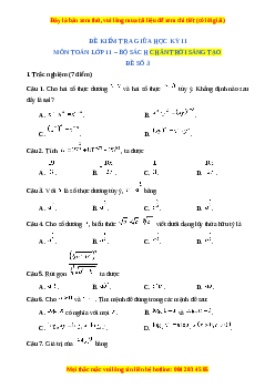 Đề thi giữa kì 2 Toán 11 Chân trời sáng tạo (Đề 3)