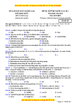 Đề thi thử Hóa học Sở Bắc Kạn lần 1 năm 2023