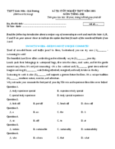 Đề thi thử tốt nghiệp Tiếng Anh 2025 THPT Kinh Môn - Hải Dương
