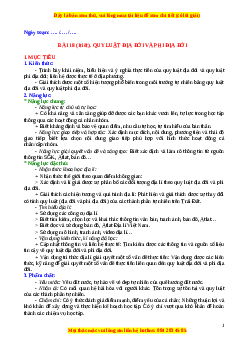 Giáo án Bài 18 Địa lí 10 Chân trời sáng tạo (2024): Quy luật địa đới và quy luật phi địa đới