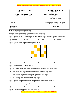 Đề thi cuối kì 2 Toán lớp 4 Chân trời sáng tạo - Đề 14