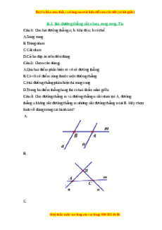 Trắc nghiệm Hai đường thẳng cắt nhau, song song. Tia Toán 6 Chân trời sáng tạo