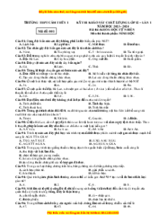 Đề thi thử tốt nghiệp Sinh học trường THPT Cẩm Thủy 1 năm 2024