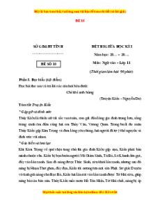 Đề thi giữa kì 1 Ngữ văn 11 Cánh diều ( đề 10)