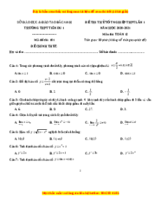 Đề thi thử Toán trường Tiên Du 1 năm 2021