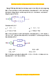 Trắc nghiệm Bài tập định luật Ôm cho đoạn mạch có các điện trở mắc song song Vật lí 9