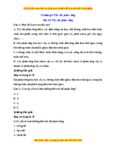 Trắc nghiệm Tốc độ phản ứng Hóa 10 Kết nối tri thức