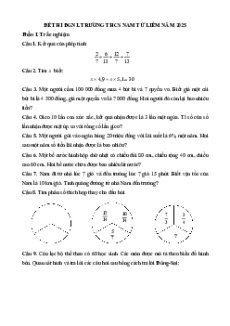 Đề thi vào lớp 6 Toán trường Nam Từ Liêm Hà Nội các năm