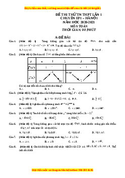 Đề thi thử Toán trường Chuyên Đại Học Sư Phạm Hà Nội năm 2021