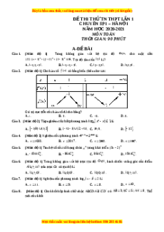 Đề thi thử Toán trường Chuyên Đại Học Sư Phạm Hà Nội năm 2021