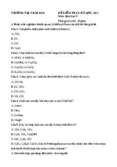 Đề thi giữa kì 2 Hóa 9 trường THCS Đại Kim năm 2023