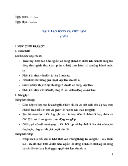 Giáo án Bài 8 Địa lí 12 Chân trời sáng tạo (2024): Lao động và việc làm