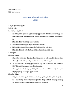 Giáo án Bài 8 Địa lí 12 Chân trời sáng tạo (2024): Lao động và việc làm