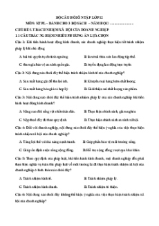 Câu hỏi ôn tập + Đề kiểm tra KTPL 12 Chủ đề 5 (chung cho ba sách)