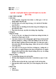 Giáo án Chủ đề 1: Thể hiện phẩm chất tốt đẹp của người học sinh HĐTN 10 Chân trời sáng tạo