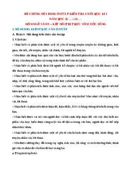 Đề cương ôn tập Cuối kì 1 Ngữ văn 9 Kết nối tri thức