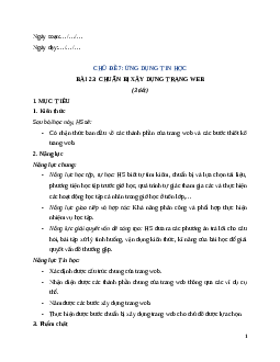 Giáo án Bài 23: Chuẩn bị xây dựng trang web Tin học 12 Kết nối tri thức