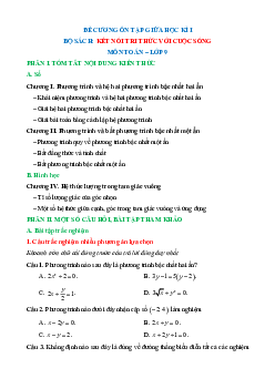 Đề cương ôn tập Giữa kì 1 Toán 9 Kết nối tri thức