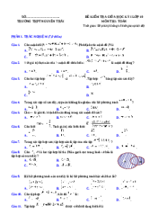 Đề thi giữa kì 1 Toán 10 trường THPT Nguyễn Trãi - Hà Nội năm 2023-2024