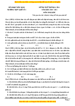 Đề thi thử Sinh Học trường Quế Võ lần 1 năm 2021
