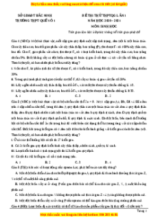 Đề thi thử Sinh Học trường Quế Võ lần 1 năm 2021