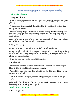 Giáo án Các tính chất của phép cộng Toán lớp 4 Cánh diều