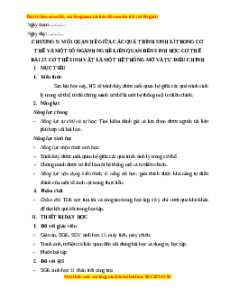 Giáo án Cơ thể sinh vật là một hệ thống mở và tự điều chỉnh Sinh học 11 Chân trời sáng tạo