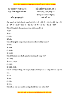 Đề thi giữa kì 2 Hóa học 12 trường THPT Tứ Kỳ - Hải Dương năm 2023