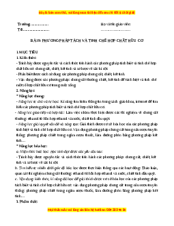 Giáo án Phương pháp tách và tinh chế hợp chất hữu cơ Hóa học 11 Chân trời sáng tạo