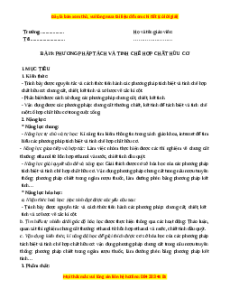 Giáo án Phương pháp tách và tinh chế hợp chất hữu cơ Hóa học 11 Chân trời sáng tạo