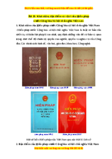 Lý thuyết Kinh tế pháp luật 10 Chân trời sáng tạo Bài 20: Khái niệm, đặc điểm và vị trí của Hiến pháp nước Cộng hòa xã hội chủ nghĩa Việt Nam